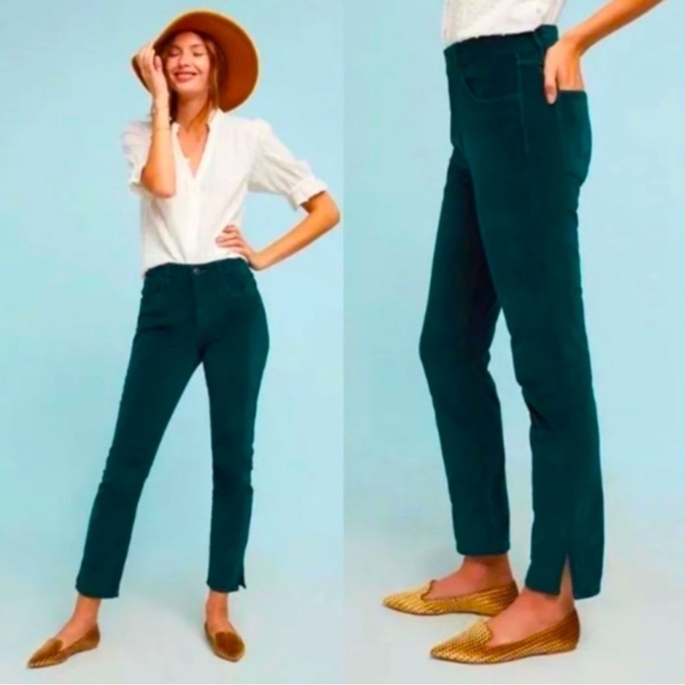 3X1 Velvet Higher Ground Mini Split Pant Fern 25